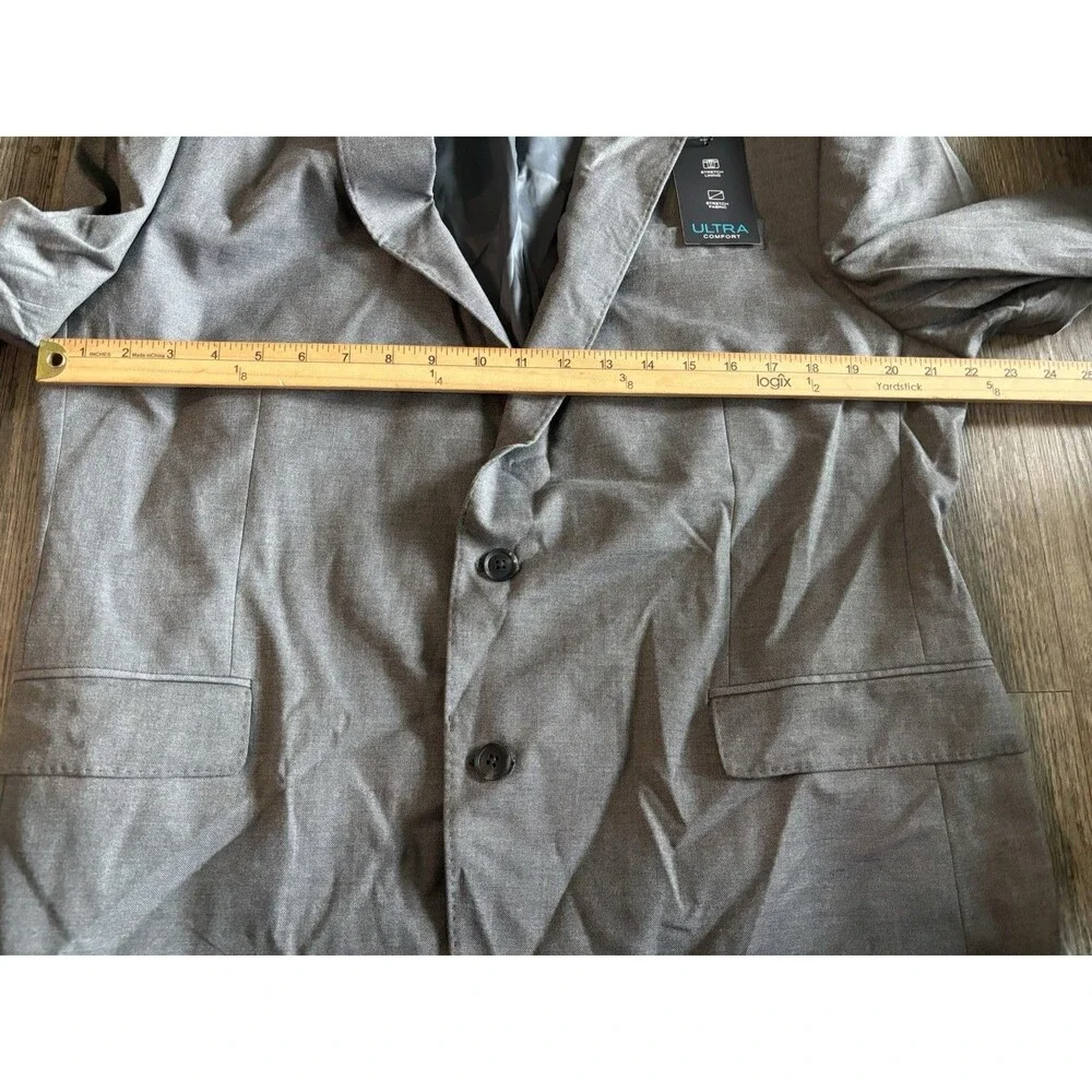 J Ferrar Suit Jacket Mens 46 Reg Slim Fit Grey Ultra Comfort Stretch $190 NWT